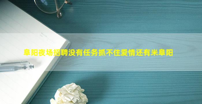 阜阳夜场招聘没有任务抓不住爱情还有米阜阳